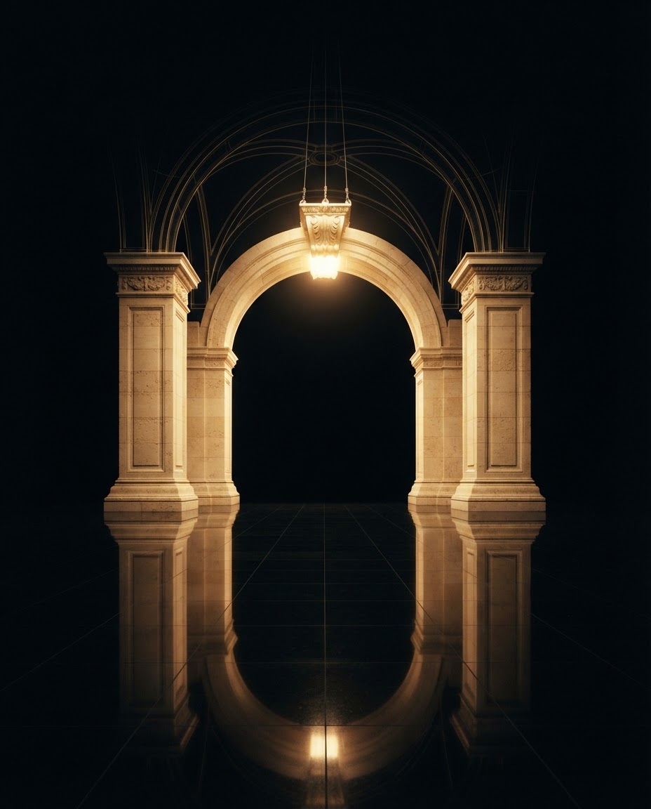 A golden archway opening onto light — Stage II, Choose